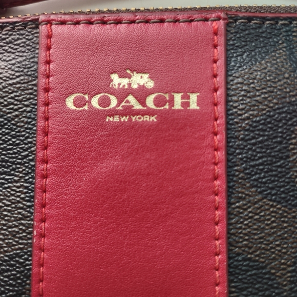 Coach wristlet Wallet red and brown printed Great condition - Picture 2 of 12